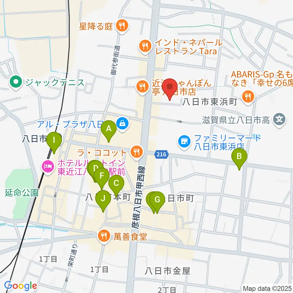 昭和堂楽器周辺のカフェ一覧地図