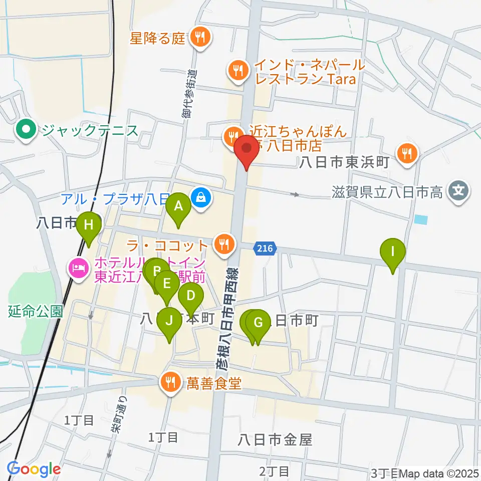 昭和堂楽器周辺のカフェ一覧地図