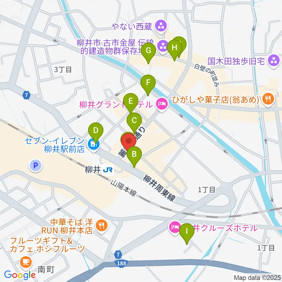 ふちだ楽器店 柳井音楽センター周辺のカフェ一覧地図