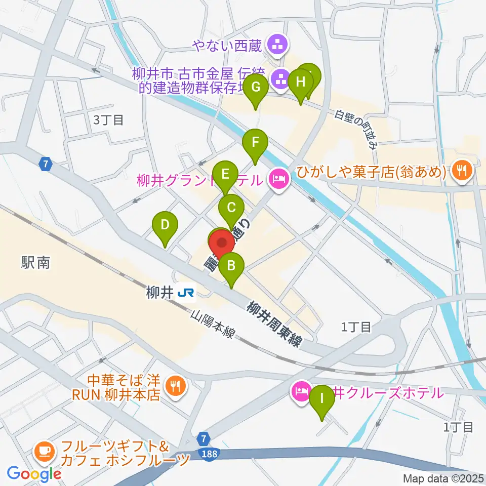 ふちだ楽器店 柳井音楽センター周辺のカフェ一覧地図