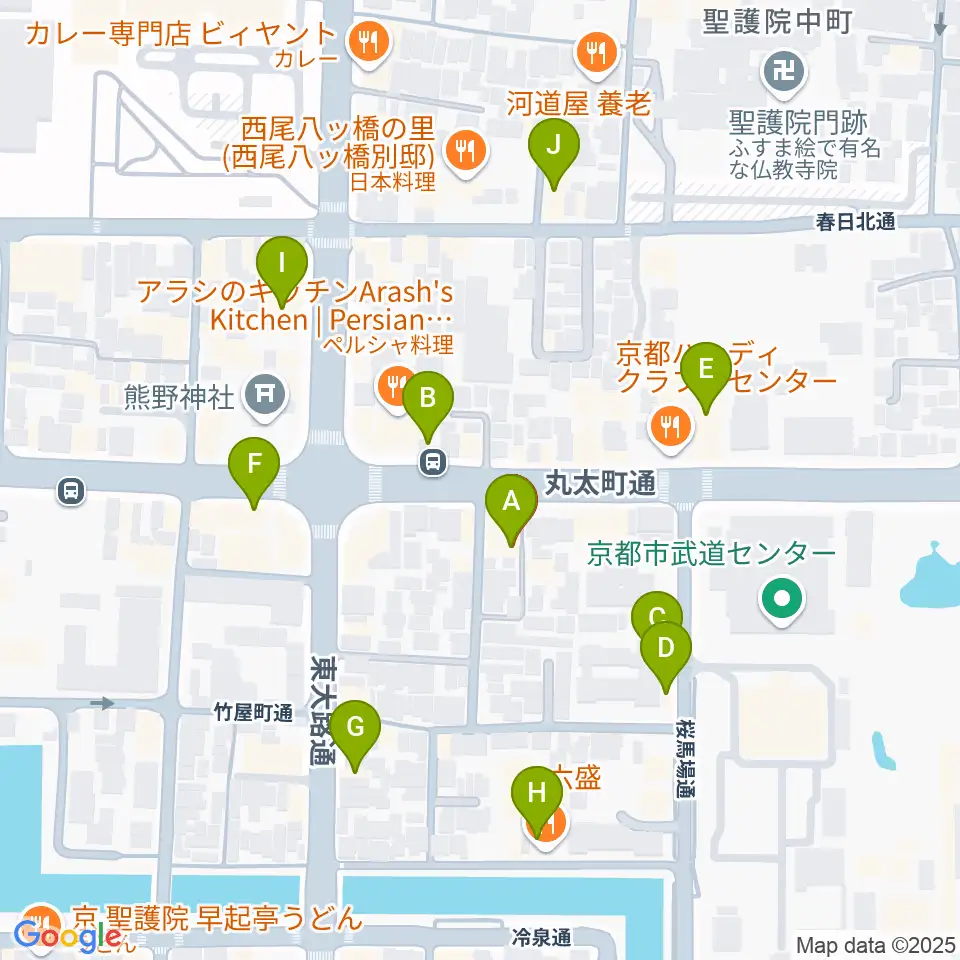 ジャズスポットヤマトヤ周辺のカフェ一覧地図