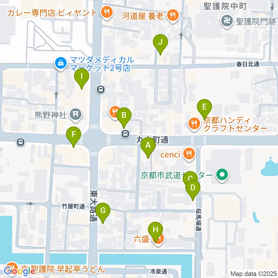 ジャズスポットヤマトヤ周辺のカフェ一覧地図