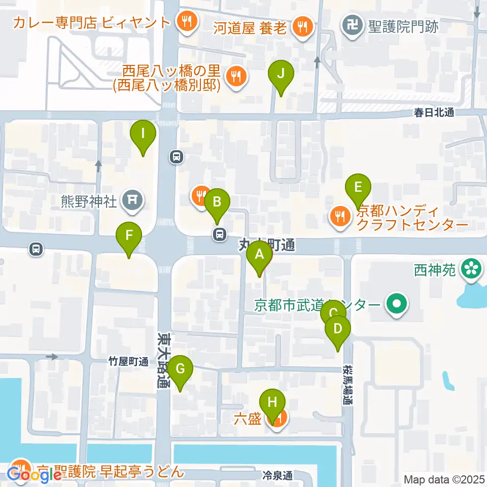 ジャズスポットヤマトヤ周辺のカフェ一覧地図