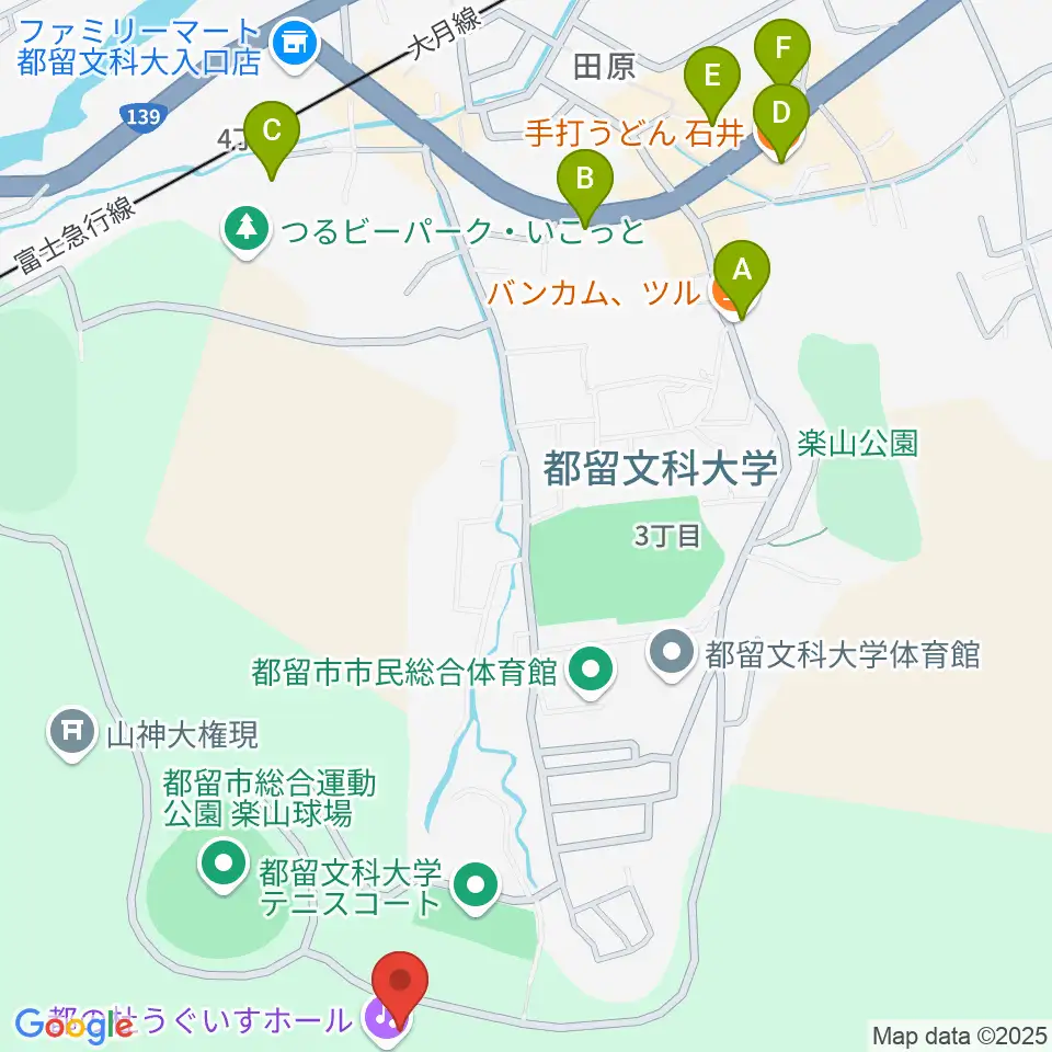 都の杜うぐいすホール周辺のカフェ一覧地図