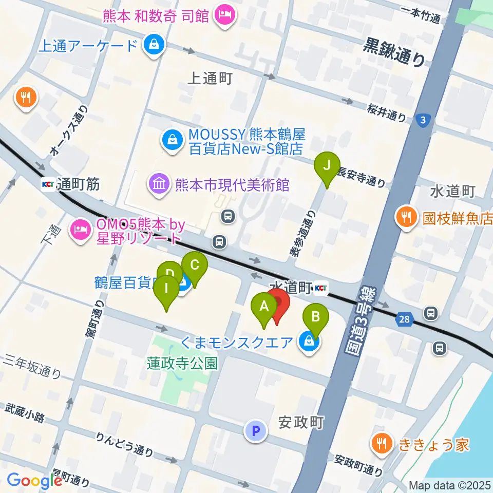 鶴屋ホール周辺のカフェ一覧地図