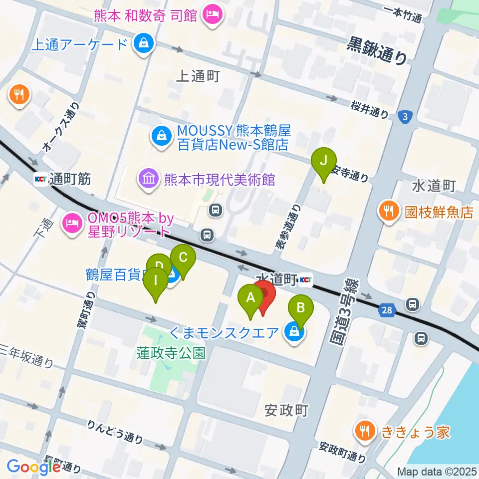 鶴屋ホール周辺のカフェ一覧地図