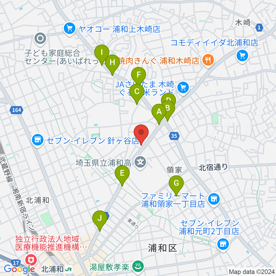 柏屋楽器 領家ミュージックセンター周辺のカフェ一覧地図