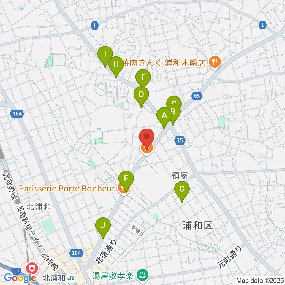 柏屋楽器 領家ミュージックセンター周辺のカフェ一覧地図