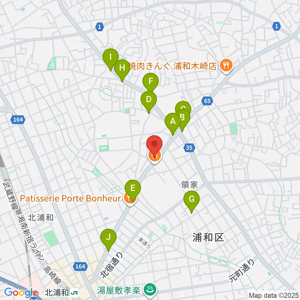 柏屋楽器 領家ミュージックセンター周辺のカフェ一覧地図