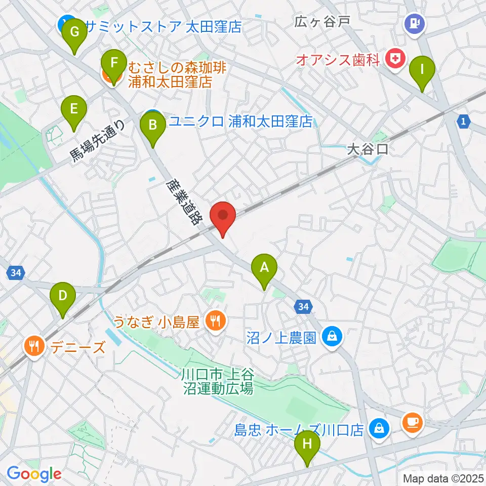 柏屋楽器 ミュージックサロン浦和南周辺のカフェ一覧地図