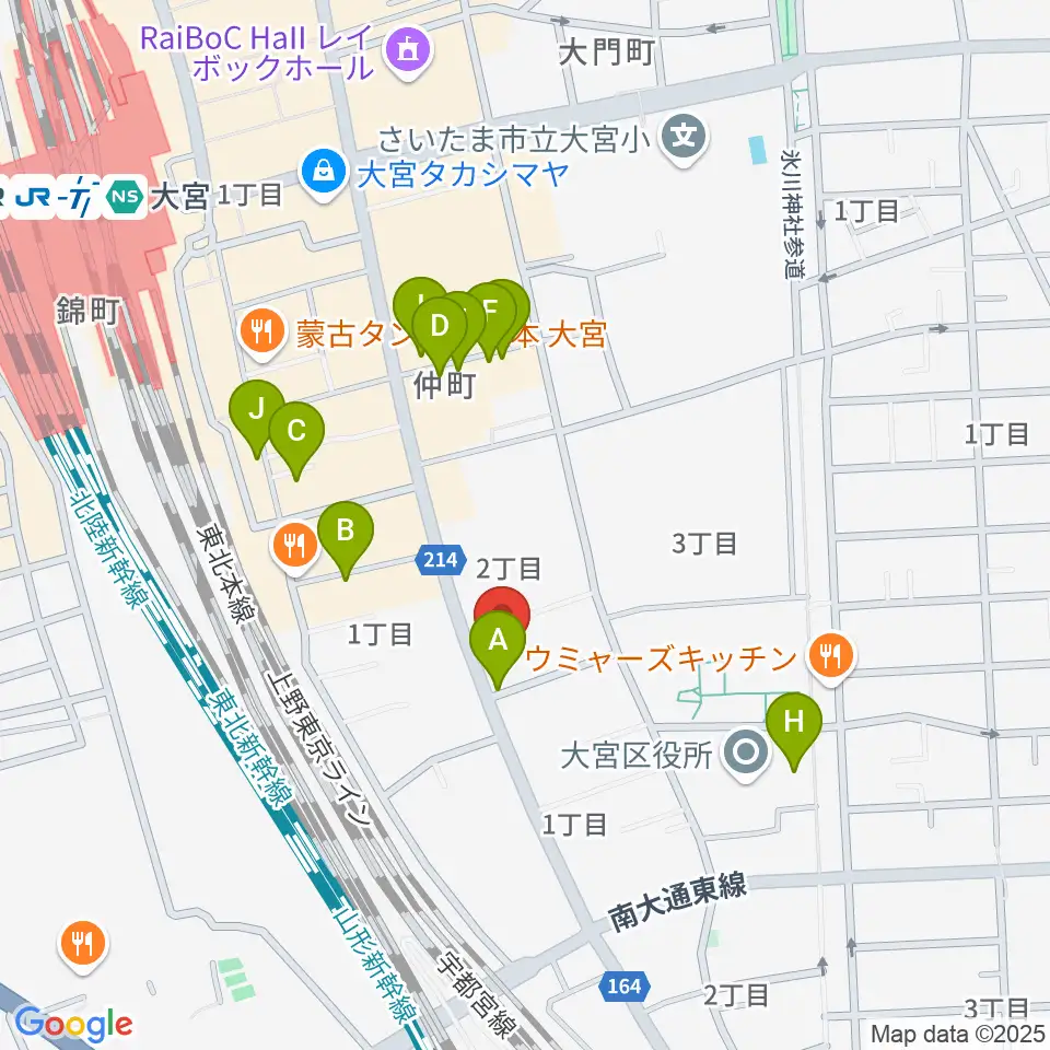 柏屋楽器 大宮ミュージックセンター周辺のカフェ一覧地図