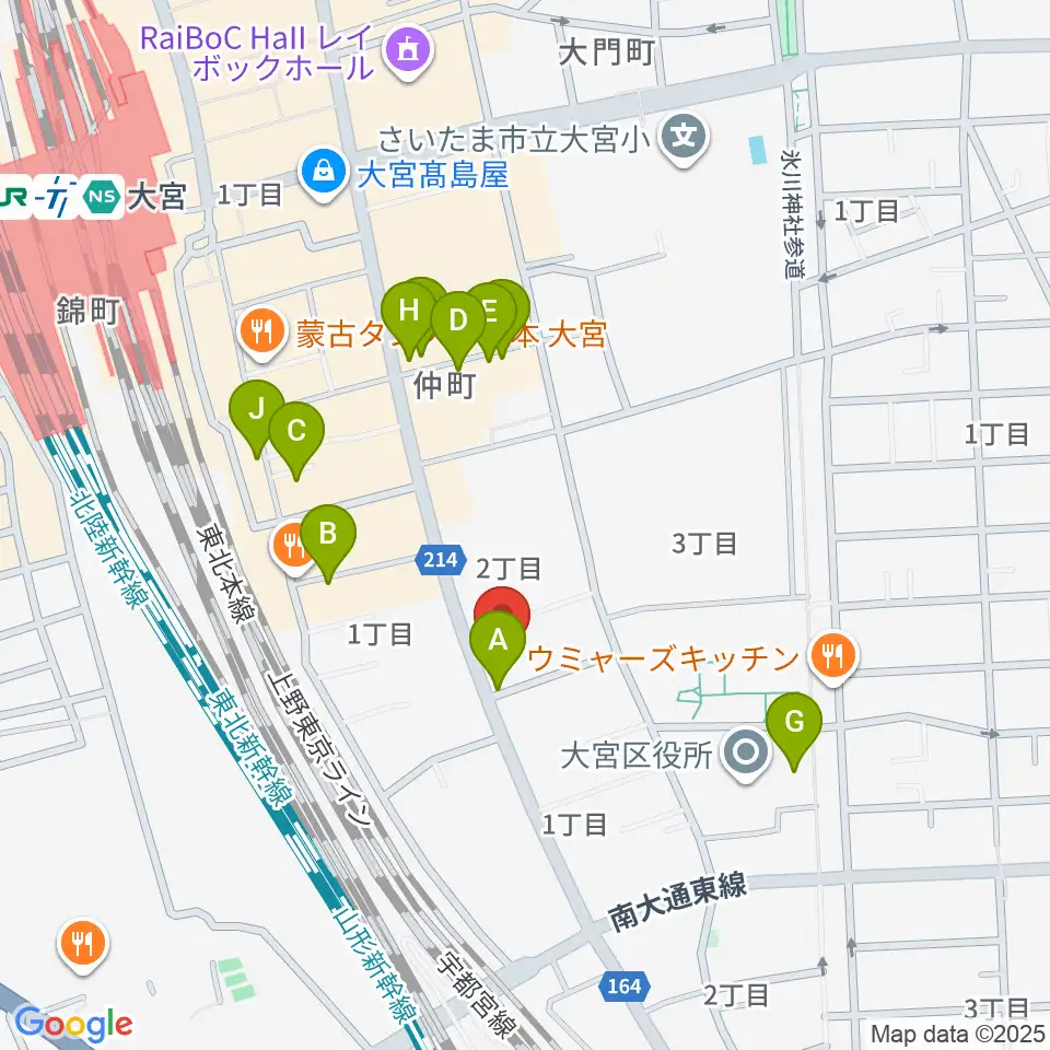 柏屋楽器 大宮ミュージックセンター周辺のカフェ一覧地図