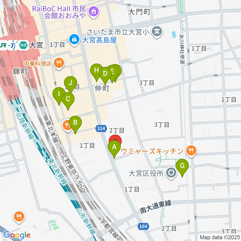 柏屋楽器 大宮ミュージックセンター周辺のカフェ一覧地図