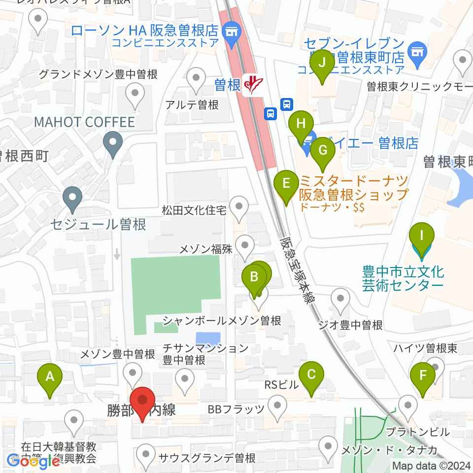 曽根ライブカフェアレサ周辺のカフェ一覧地図