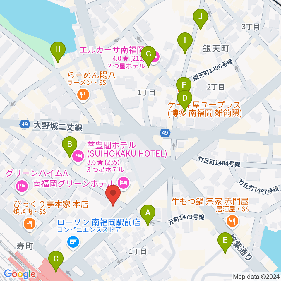 フカノ楽器店 南福岡ピアノ教室周辺のカフェ一覧地図