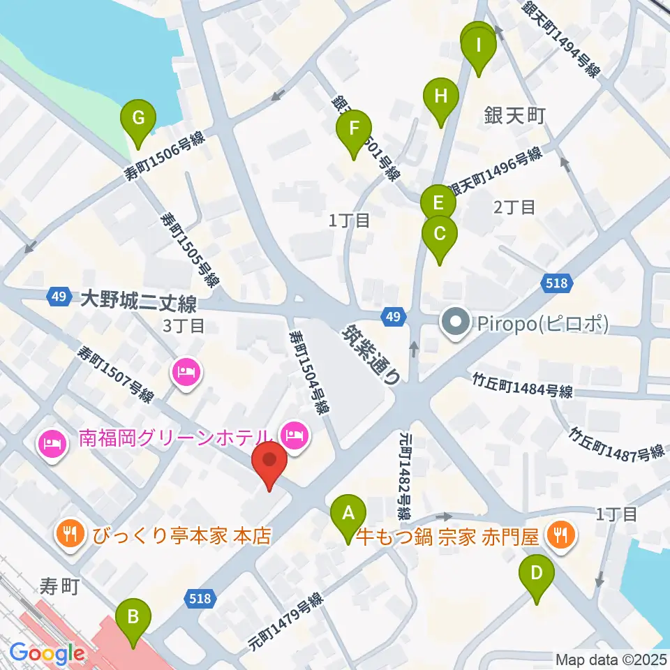 フカノ楽器店 南福岡ピアノ教室周辺のカフェ一覧地図