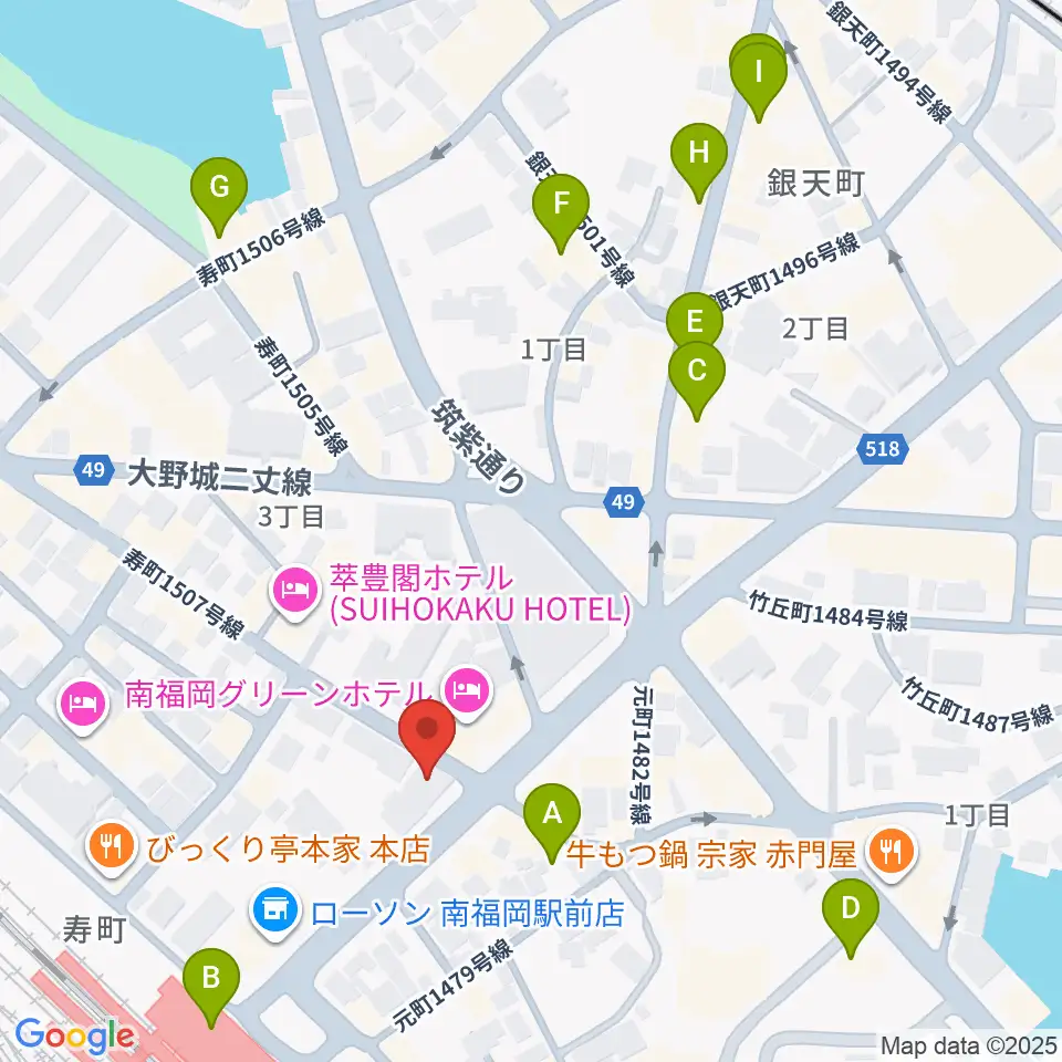 フカノ楽器店 南福岡ピアノ教室周辺のカフェ一覧地図