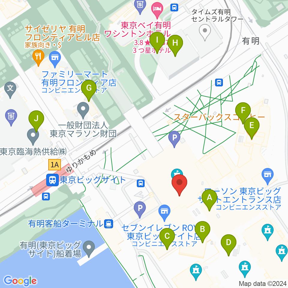 東京ビッグサイト 東京国際展示場周辺のカフェ一覧地図