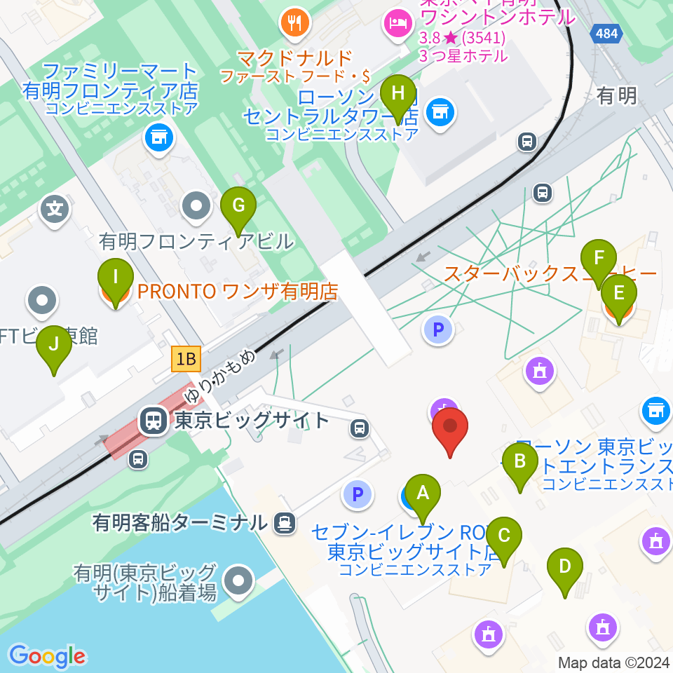 東京ビッグサイト 東京国際展示場周辺のカフェ一覧地図