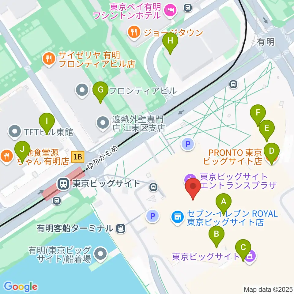 東京ビッグサイト 東京国際展示場周辺のカフェ一覧地図