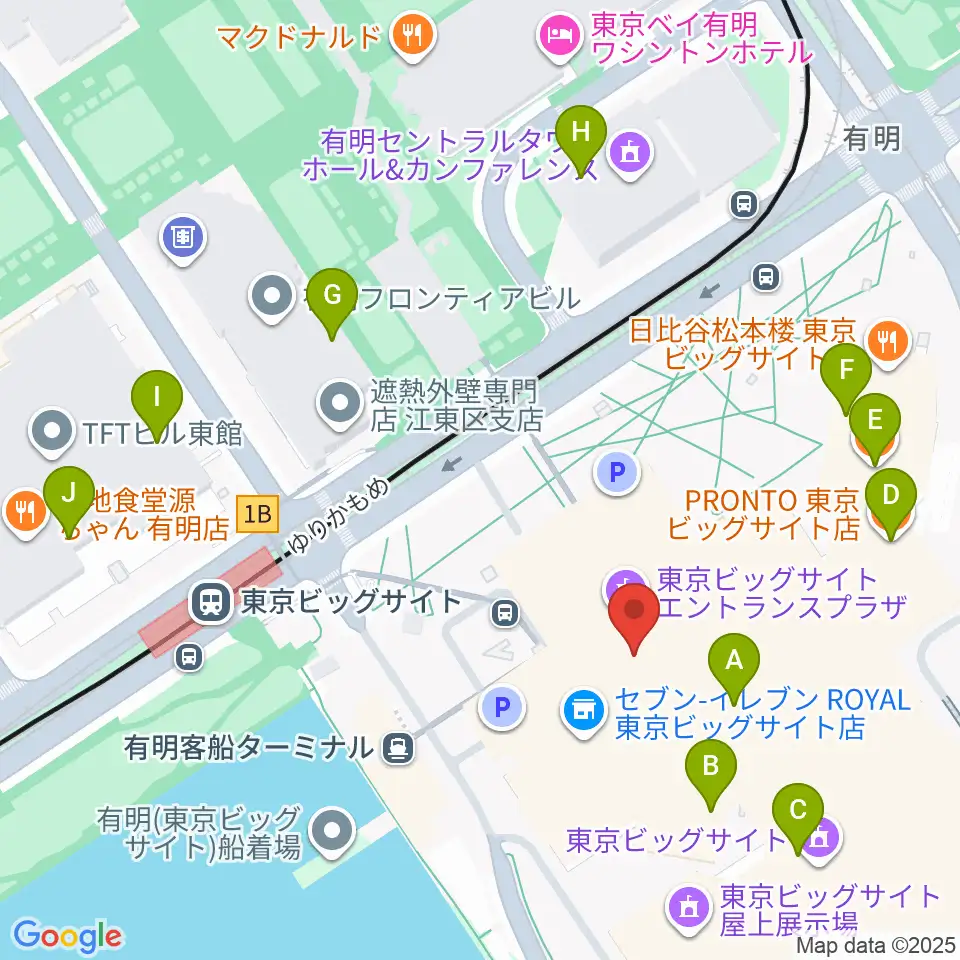 東京ビッグサイト 東京国際展示場周辺のカフェ一覧地図