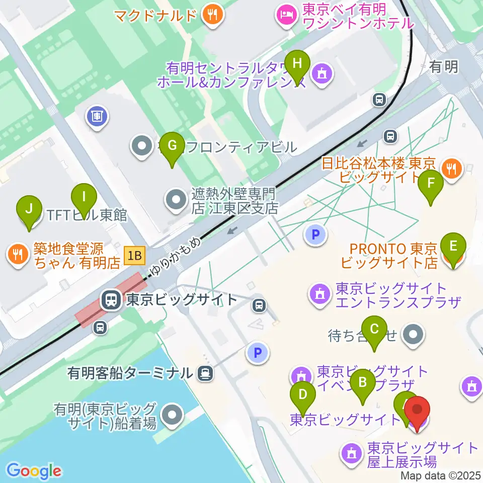 東京ビッグサイト周辺のカフェ一覧地図