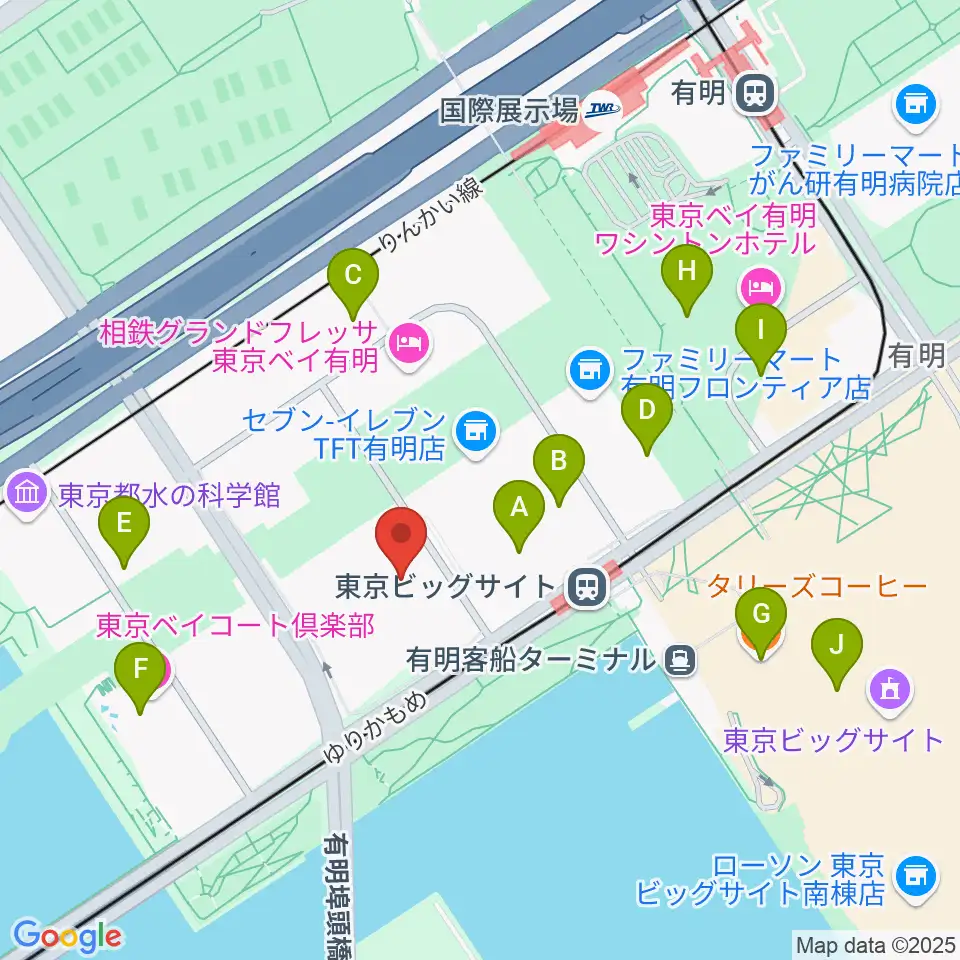TFTホール周辺のカフェ一覧地図
