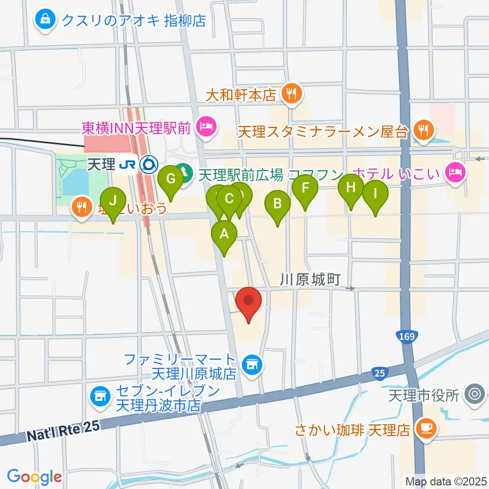 天理市民会館 やまのべホール周辺のカフェ一覧地図