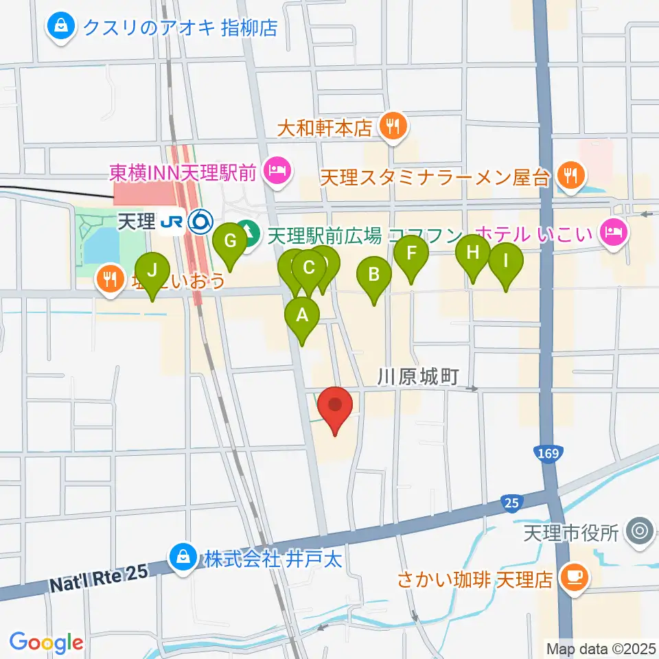 天理市民会館 やまのべホール周辺のカフェ一覧地図