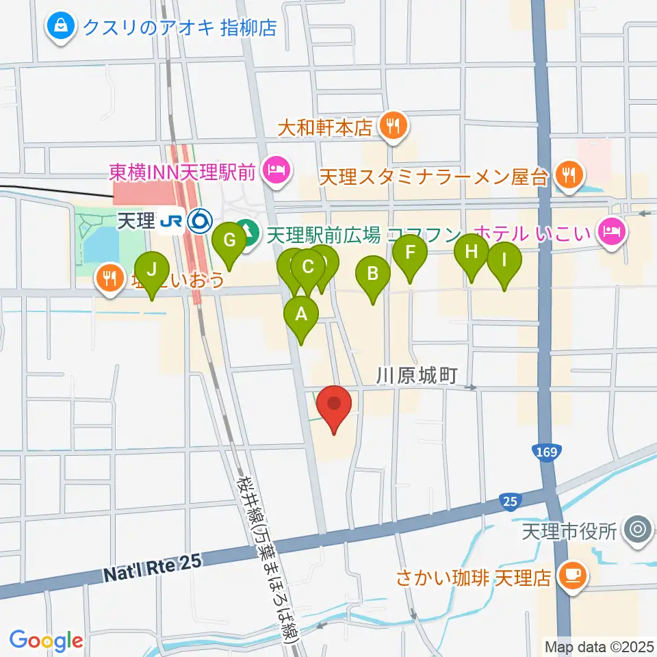 天理市民会館 やまのべホール周辺のカフェ一覧地図