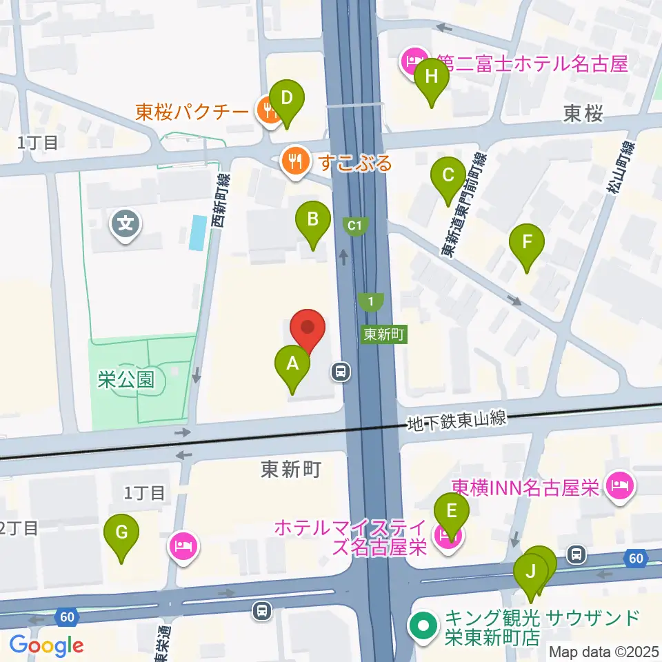 テレピアホール周辺のカフェ一覧地図