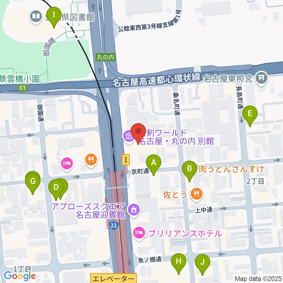 東建ホール・丸の内周辺のカフェ一覧地図