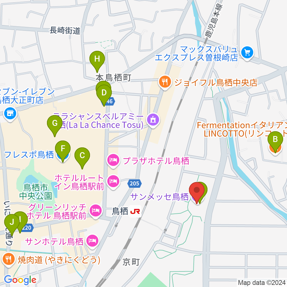 サンメッセ鳥栖周辺のカフェ一覧地図