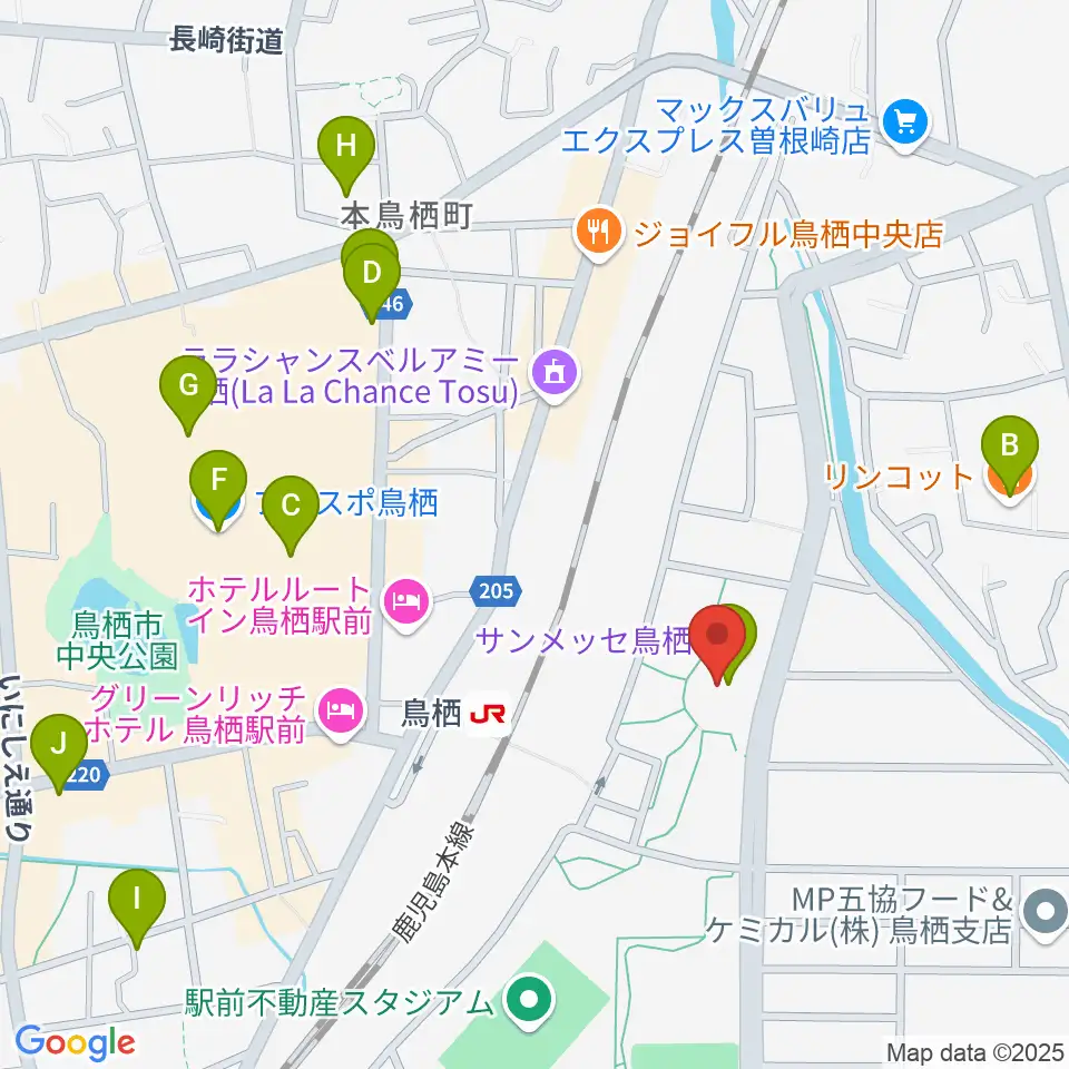 サンメッセ鳥栖周辺のカフェ一覧地図