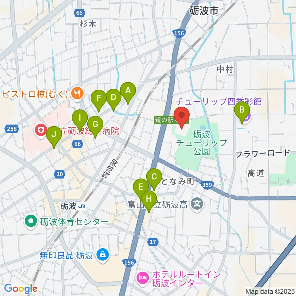 砺波市文化会館周辺のカフェ一覧地図