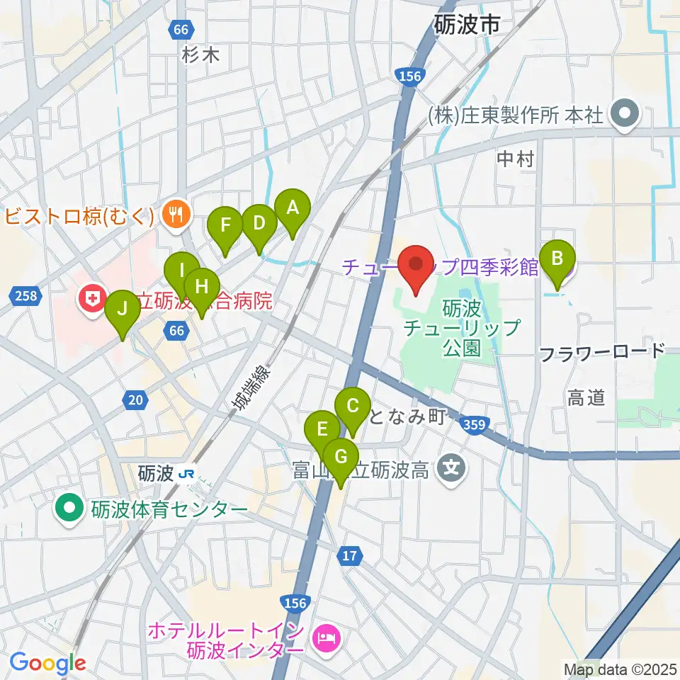 砺波市文化会館周辺のカフェ一覧地図