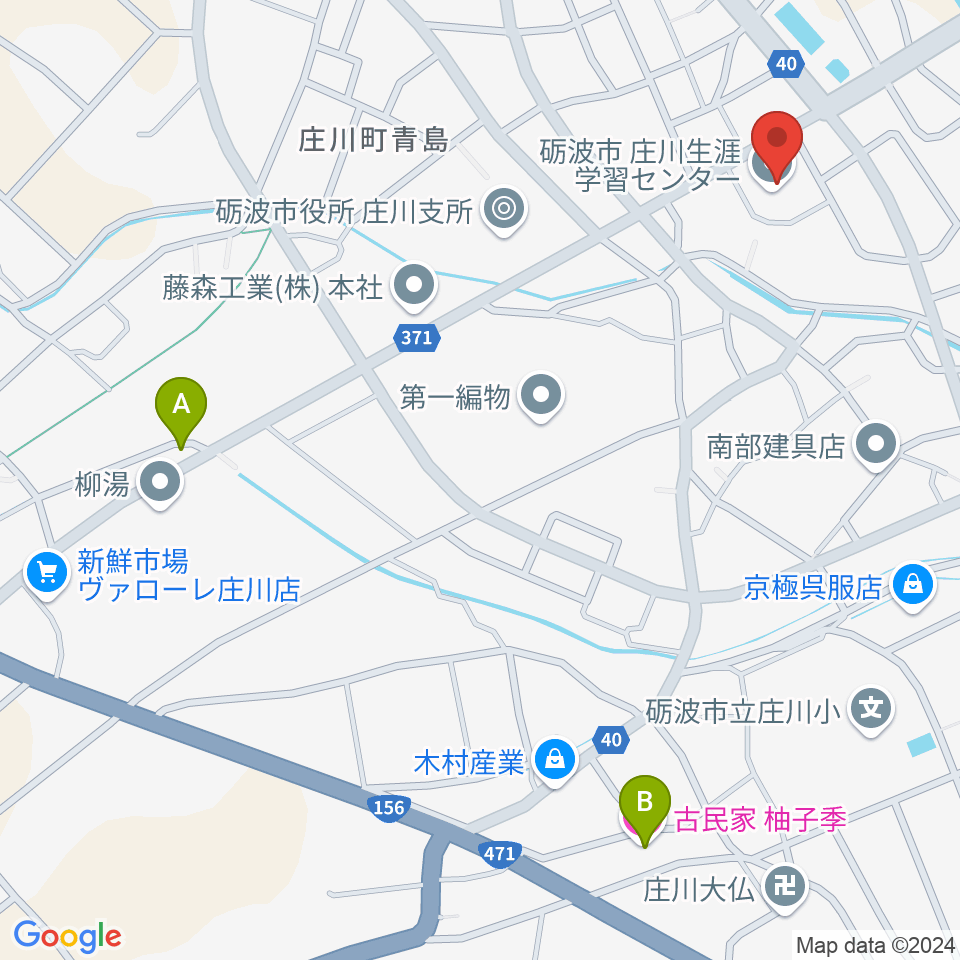 庄川生涯学習センター周辺のカフェ一覧地図