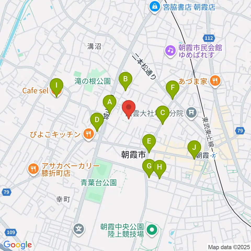 柏屋楽器 朝霞ミュージックセンター周辺のカフェ一覧地図