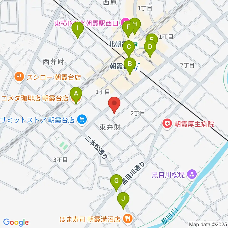 柏屋楽器 朝霞台ミュージックセンター周辺のカフェ一覧地図
