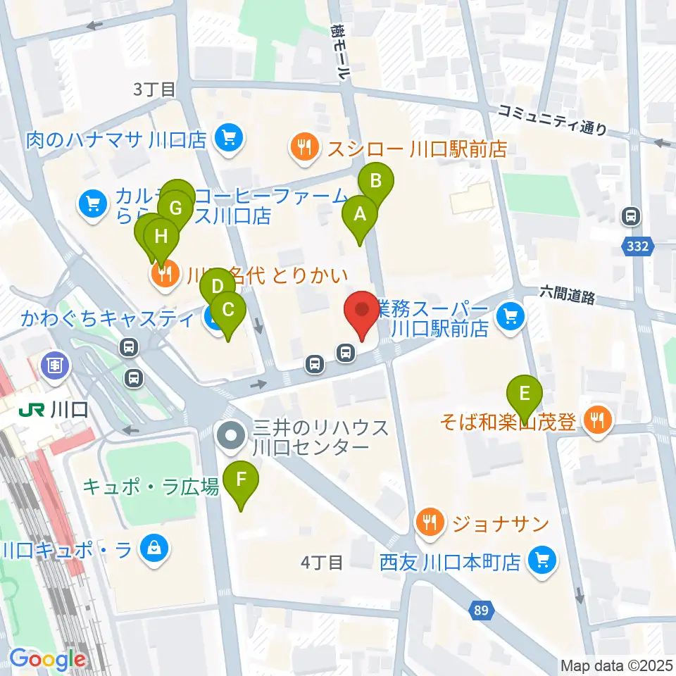 柏屋楽器 柏屋ミュージックサロン周辺のカフェ一覧地図