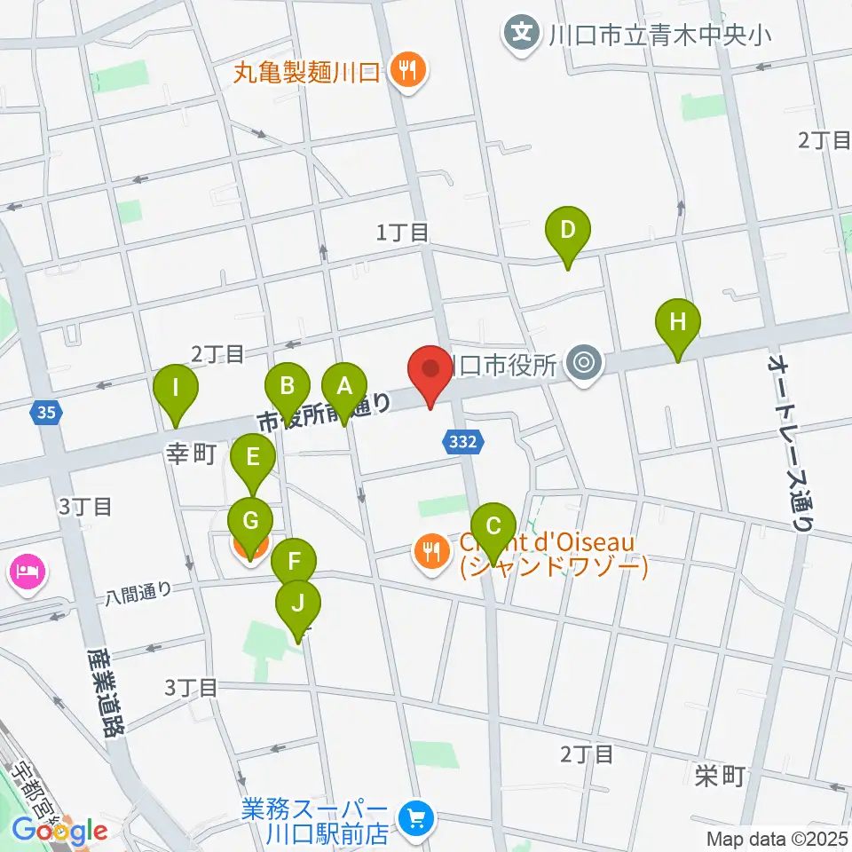 柏屋楽器 川口ミュージックプラザ周辺のカフェ一覧地図