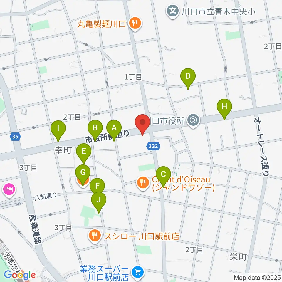 柏屋楽器 川口ミュージックプラザ周辺のカフェ一覧地図
