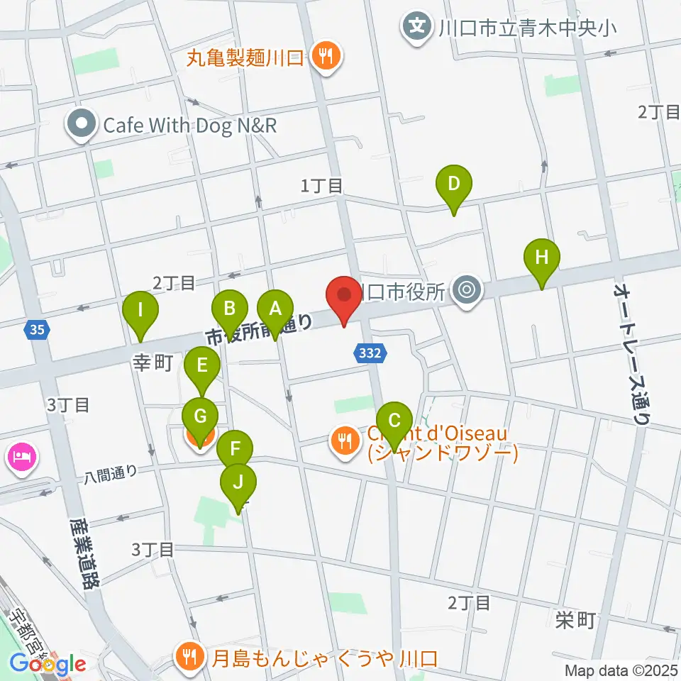 柏屋楽器 川口ミュージックプラザ周辺のカフェ一覧地図