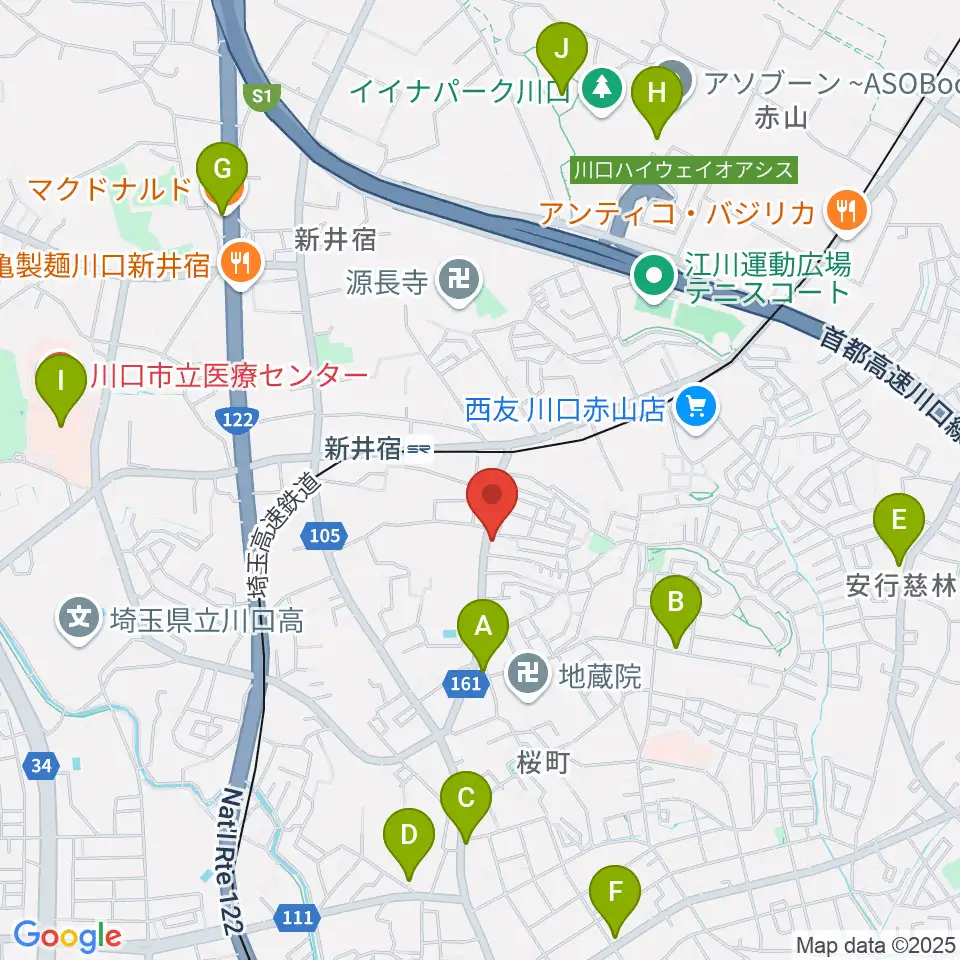 柏屋楽器 鳩ヶ谷ミュージックセンター周辺のカフェ一覧地図
