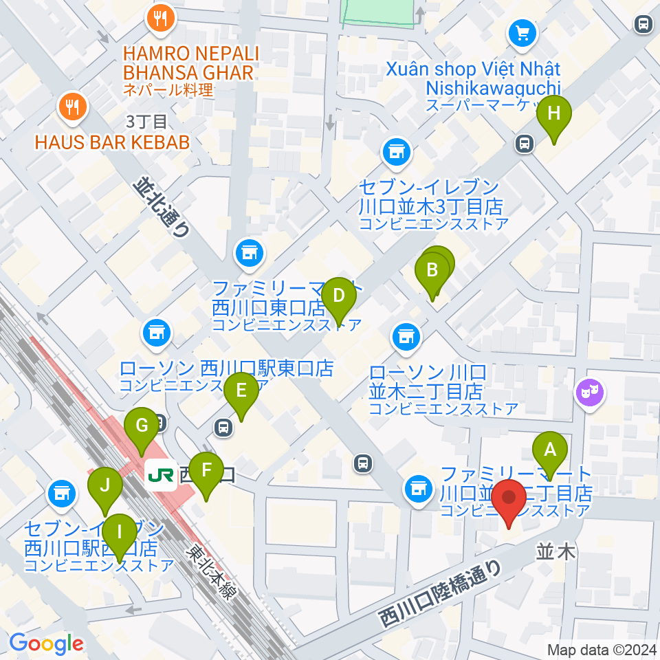 柏屋楽器 西川口ミュージックサロン周辺のカフェ一覧地図