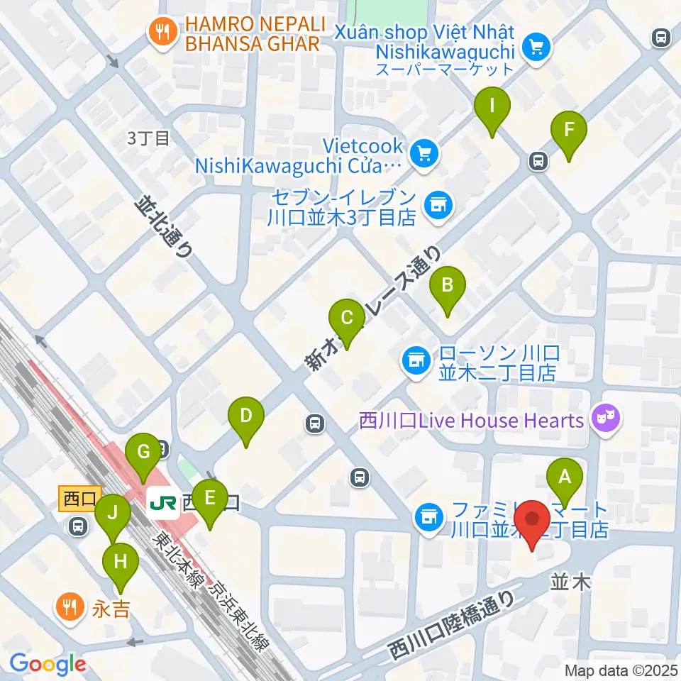 柏屋楽器 西川口ミュージックサロン周辺のカフェ一覧地図