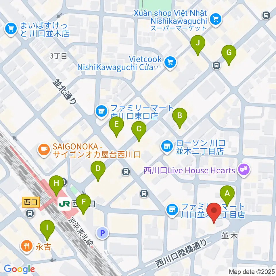 柏屋楽器 西川口ミュージックサロン周辺のカフェ一覧地図