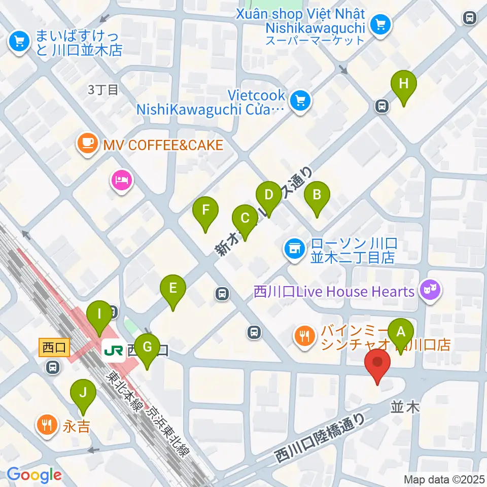 柏屋楽器 西川口ミュージックサロン周辺のカフェ一覧地図