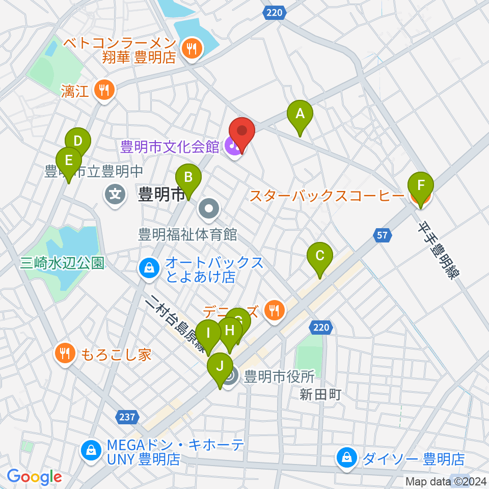 豊明市文化会館周辺のカフェ一覧地図