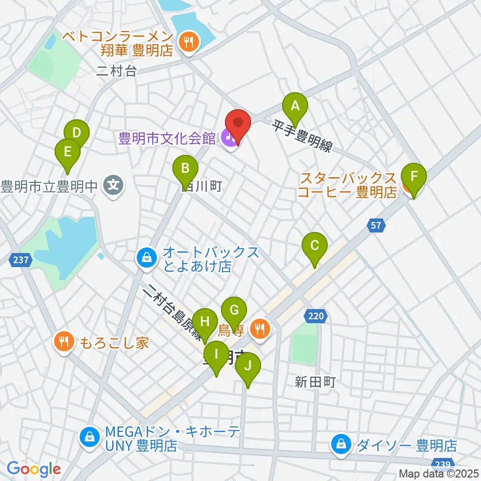 豊明市文化会館周辺のカフェ一覧地図